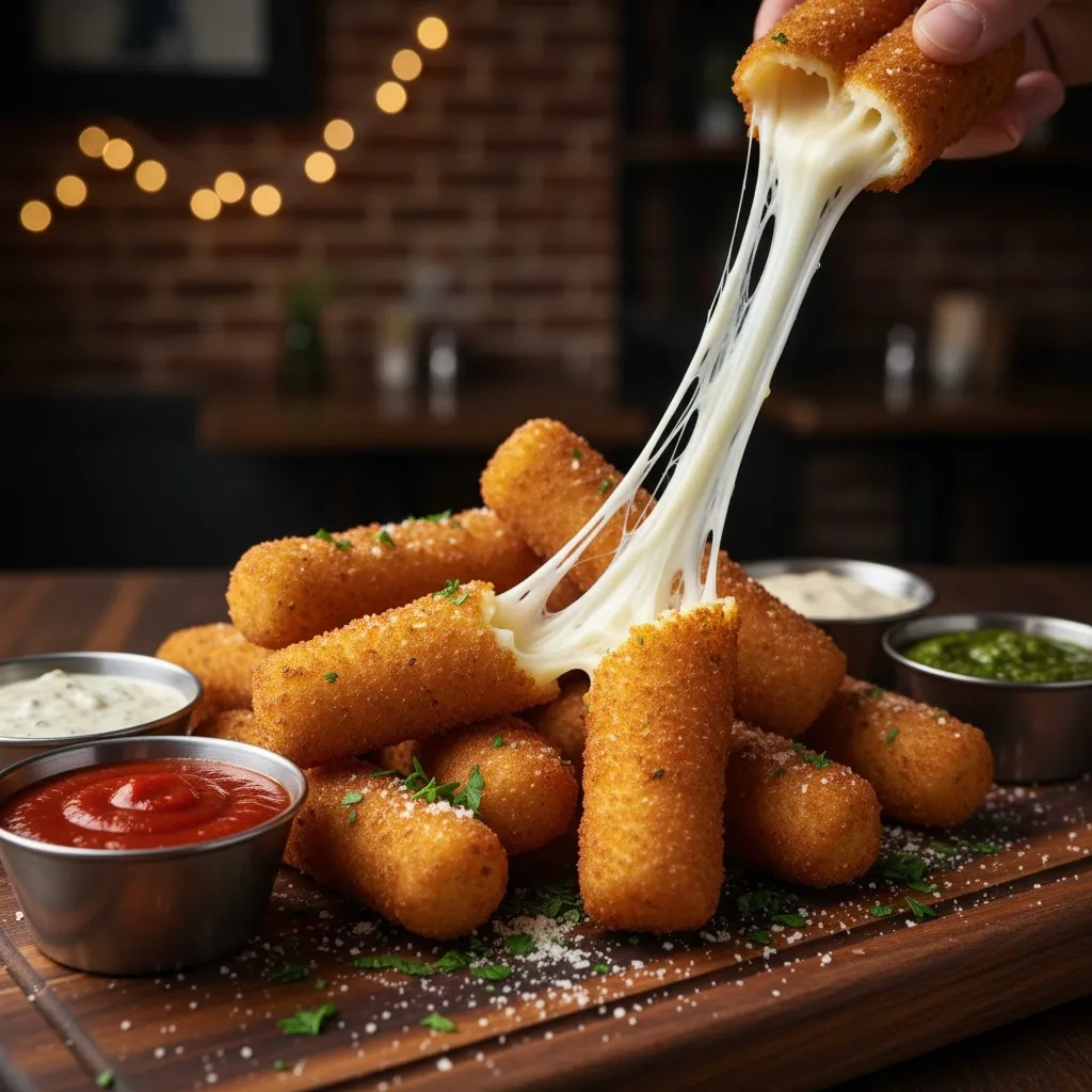 Golden-fried Mozzarella Sticks at Strathcona Pizza in Edmonton, AB